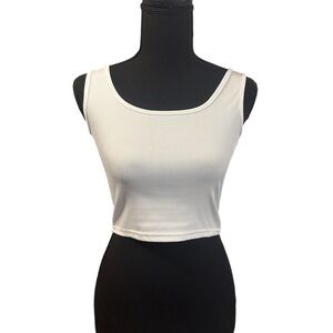 White ribbed cropped tank top size XS NWOT